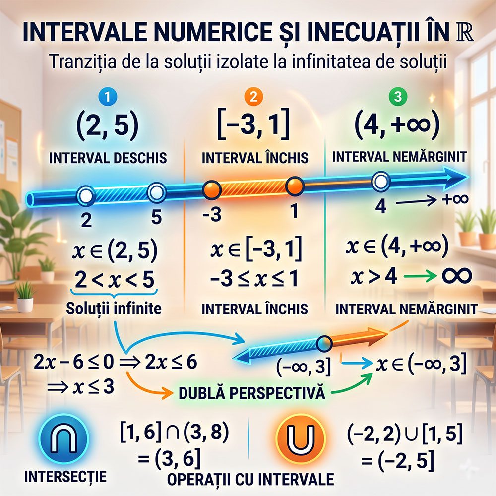 Intervale de numere reale. Inecuații în R – Clasa a VIII-a